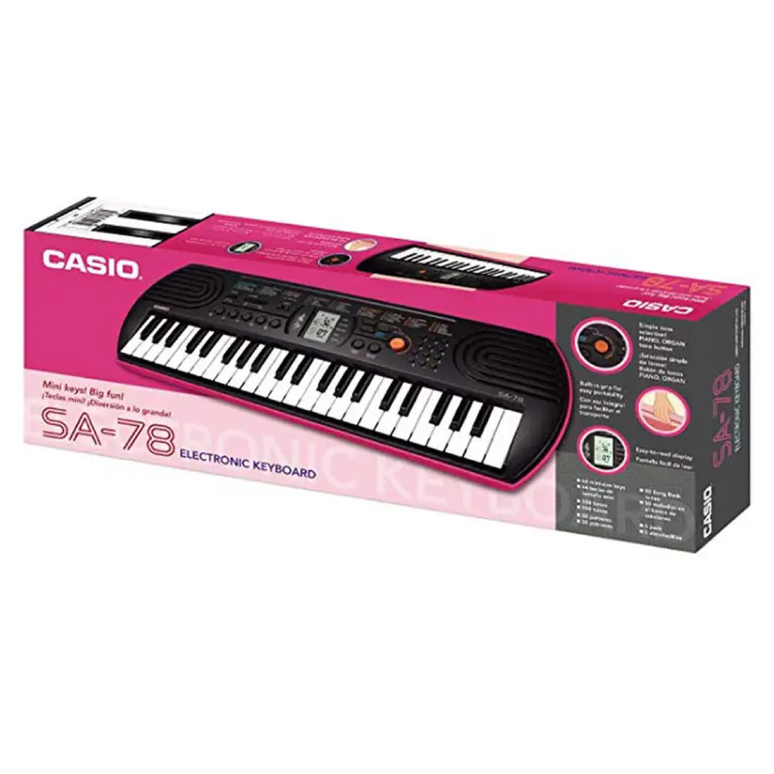 CASIO TECLADO MUSICAL SA-78 MINI NEGRO/FUCSIA - Imagen 3