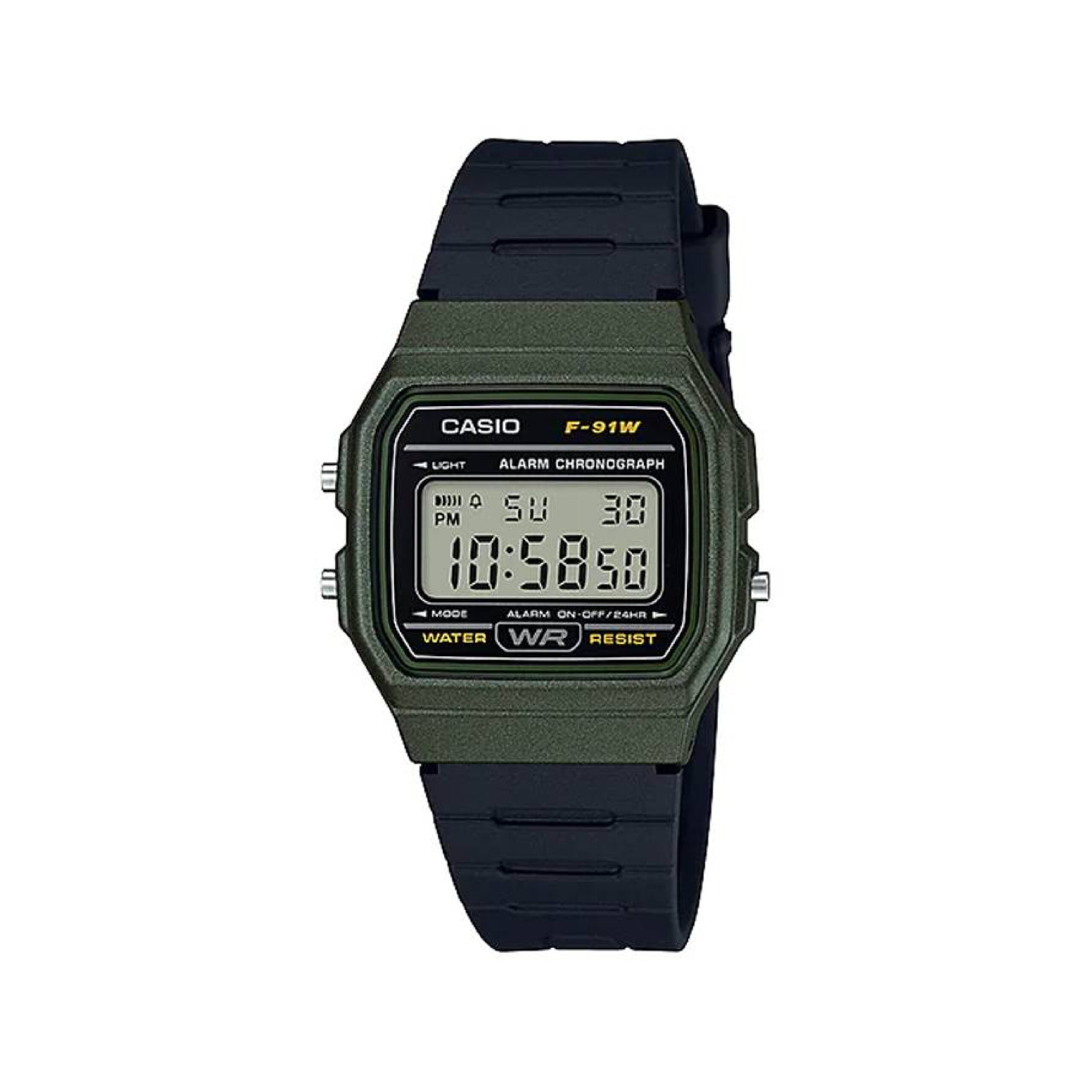 Casio Reloj Ochentero Digital F-91WM-3ADF Verde