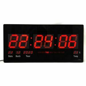 Reloj de pared LED JH4600 con indicador de fecha y temperatura, 45 x 22 cm