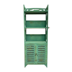 ESTANTE COLOR TURQUESA CON PUERTAS
