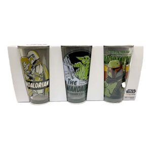 SET 3 VASOS DE VIDRIO  STAR WARS MANDALORIAN 475 ML