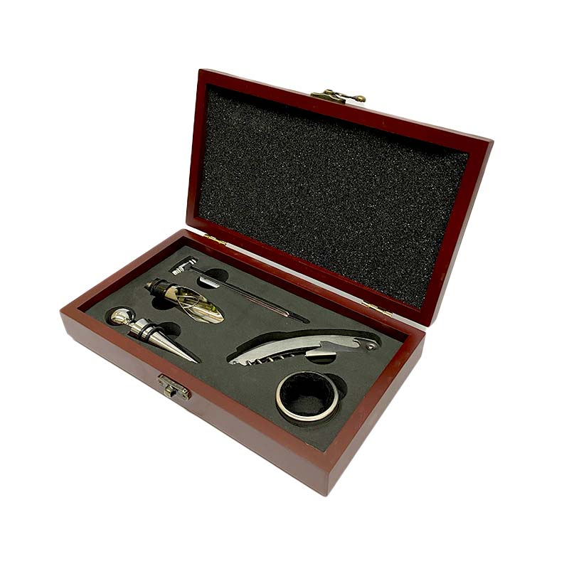 SET DE VINO 5 ACCESORIOS CAJA MADERA - Imagen 2