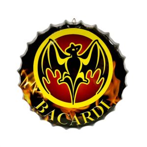 Cuadro Metalico Vintage con Forma de Tapa Diseño Bacardi