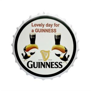Cuadro Metalico Vintage con Forma de Tapa Diseño Guinness