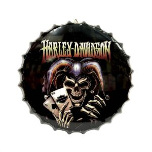 Cuadro Metalico Vintage con Forma de Tapa Diseño Harley Davidson