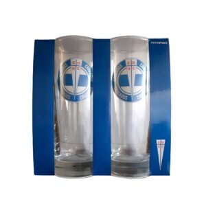 Set 2 vasos piscoleros Universidad Católica diseño banderín