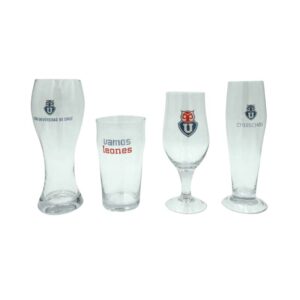 Set de 4 vasos cerveceros variados Universidad de Chile