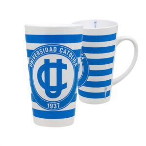 Tazón cónico largo latte Universidad Católica diseño franjas