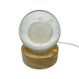 Esfera bola de cristal 3D decorativa con base de madera usb figura Diente de Leon
