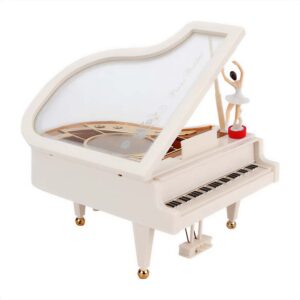 Piano musical blanco con bailarina caja musical