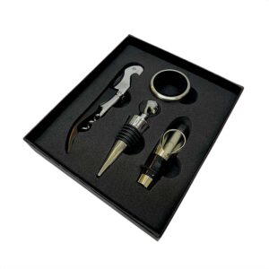 Set para Vino 4 Piezas Caja Negra