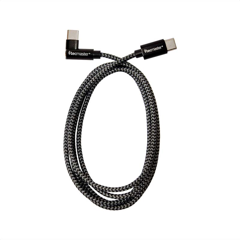 Cable Tipo-C a Tipo-C 2.0 Macho 60w Conector 90 Grados Tecmaster TM-200544