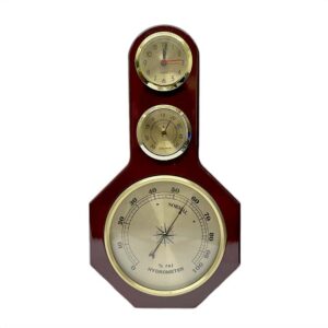 Barometro de Madera con Reloj Termometro Temperatura Higrometro YG1603