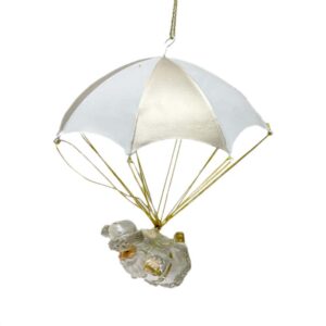 Figura Viejo pascuero Colgante Traje Blanco con Paracaidas 42 cm