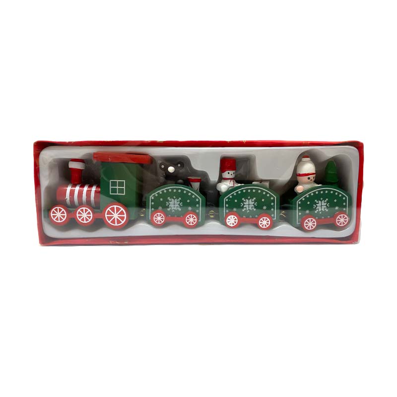 Trencito de Madera Decoracion Navideña Color Verde Rojo - Imagen 2