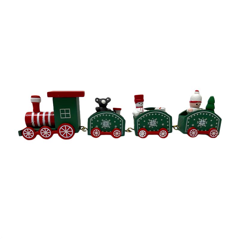 Trencito de Madera Decoracion Navideña Color Verde Rojo