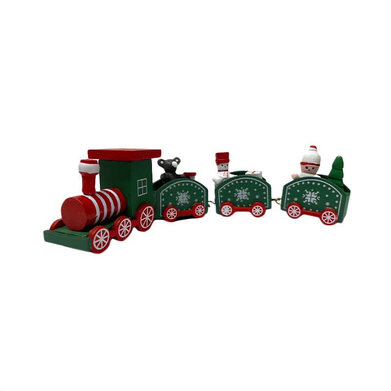 Trencito de Madera Decoracion Navideña Color Verde Rojo - Imagen 3