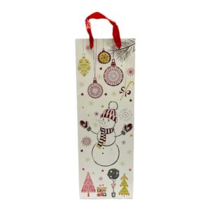 Bolsa de Regalo Navideña Diseño Muñeco de Nieve 13 x 36 cm