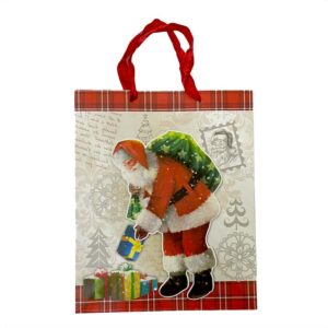 Bolsa de Regalo Navideña con Relieve Viejo Pascuero 26 x 10 x 32 cm