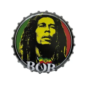 Cuadro Metalico Vintage con Forma de Tapa Diseño Bob Marley