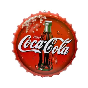 Cuadro Metalico Vintage con Forma de Tapa Diseño Coca Cola A