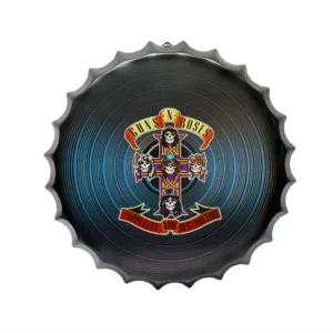 Cuadro Metalico Vintage con Forma de Tapa Diseño Guns N Roses