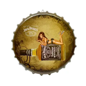 Cuadro Metalico Vintage con Forma de Tapa Diseño Jack Daniels