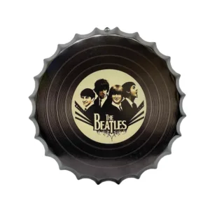 Cuadro Metalico Vintage con Forma de Tapa Diseño The Beatles