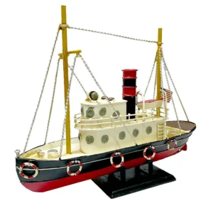 Figura Decorativa Barco Metalico Grande