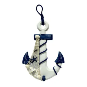 Figura Decorativa Colgador Ancla Marina con Red