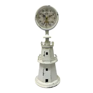 Figura Decorativa Faro Nautico con Reloj Analogo