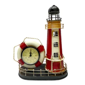 Figura Decorativa Farol con Reloj Analogo 34cm