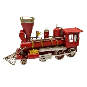 Figura Decorativa Locomotora Metalica Roja 28x11x16 cm