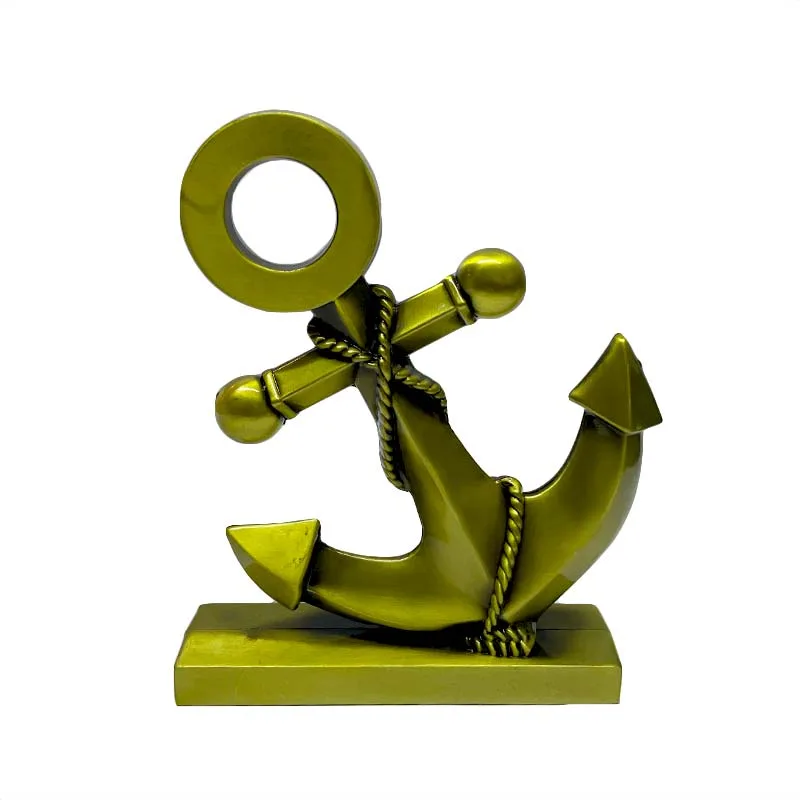 Figura Decorativa Sobremesa Ancla Marina Color Bronce