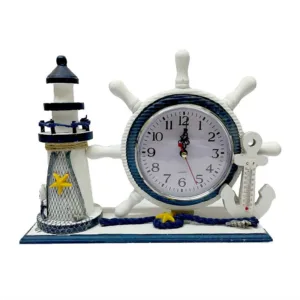 Reloj Termometro Sobremesa Analogo Timon Ancla Faro Marino