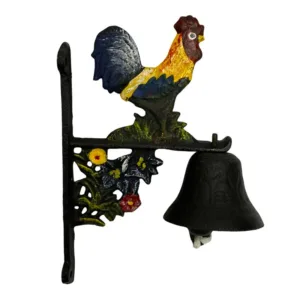 Campana Decorativa Gallo con Flores Hierro YH02148