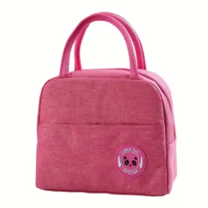 Lonchera Termica Textil Negro Rosado
