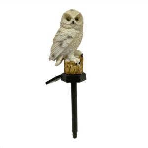 Figura Buho Blanco Decorativa Solar con Estaca