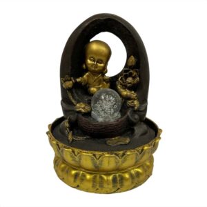 Fuente de Agua Decorativa Buda Dorado con Luz