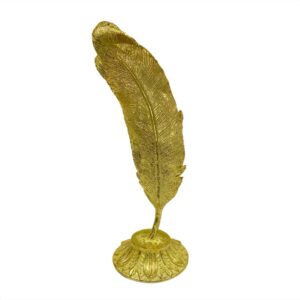 Pluma Dorada Decorativa Poliresina
