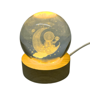 Esfera 3D Decorativa Led USB con Base Astronauta Luna 6 cm