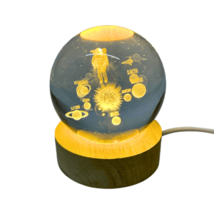 Esfera 3D Decorativa Led USB con Base Astronauta Planetas 6 cm