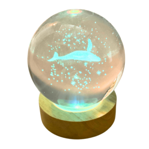 Esfera 3D Decorativa Led USB con Base Ballena 8 cm