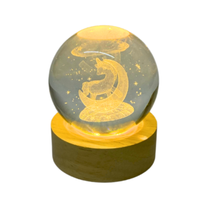 Esfera 3D Decorativa Led USB con Base Unicornio Luna 6 cm