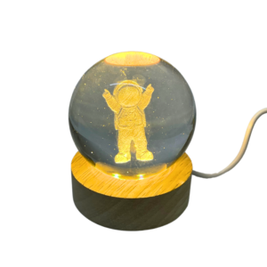 Esfera 3D Decorativa Led USB con Base Astronauta 6 cm