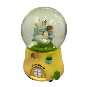 Esfera Musical con Nieve diseño Oso Polar y Niña