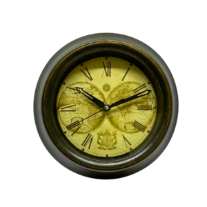 Reloj Mural Conico Mapa Mundi Números Romanos 23 cm
