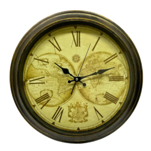 Reloj Mural Vintage con Mapa Mundi Números Romanos 40 cm