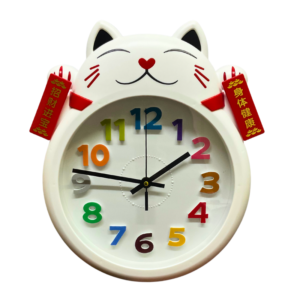 Reloj Mural Analogo Gato de la Suerte 36x30 cm