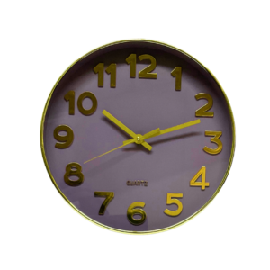 Reloj Mural Analogo 30 cm Dorado Lila